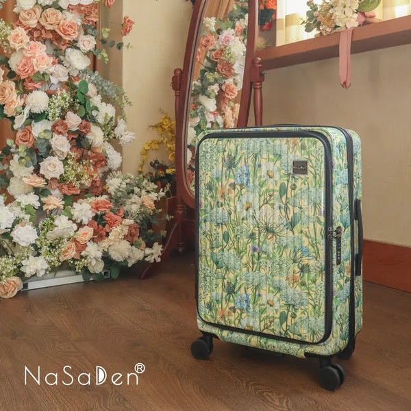 【納莎登 NaSaDen】★29吋 萊茵系列前開行李箱 花草之境系列 金魚草黃